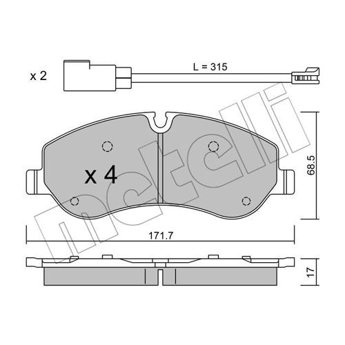 Слика на комплет феродо, дискови кочници METELLI 22-0990-0 за Ford Transit Custom Box 2.2 TDCi - 155 коњи дизел