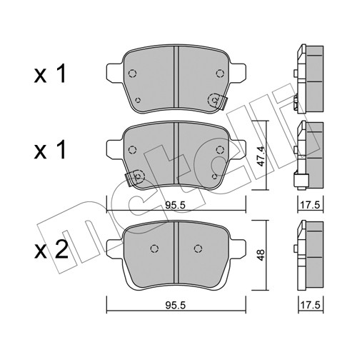 Слика на комплет феродо, дискови кочници METELLI 22-1012-0 за Fiat Tipo Estate (356) 1.4 (356WXA1B) - 95 коњи бензин