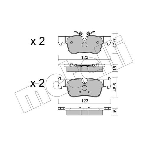 Слика на комплет феродо, дискови кочници METELLI 22-1038-0 за BMW 2 Active Tourer F45 220 i - 192 коњи бензин