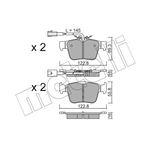 Слика на комплет феродо, дискови кочници METELLI 22-1101-0 за Alfa Romeo GIULIA (952) 2.0 Q4 (952ACA45) - 280 коњи бензин