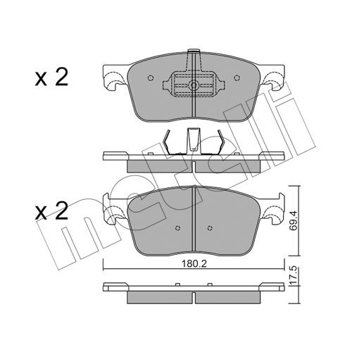 Слика на комплет феродо, дискови кочници METELLI 22-1107-0 за Citroen Jumpy (V) 2.0 BlueHDi 150 - 150 коњи дизел