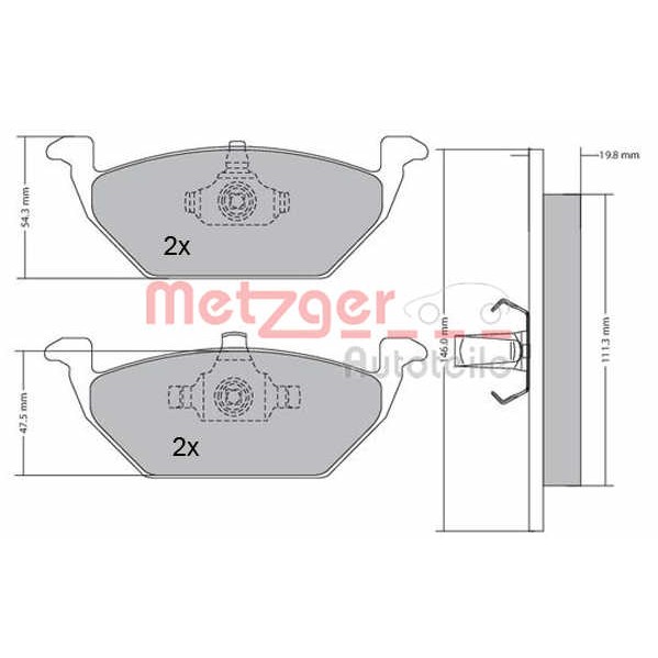 Слика на комплет феродо, дискови кочници METZGER 1170027 за VW Bora комби (1J6) 1.9 TDI 4motion - 101 коњи дизел