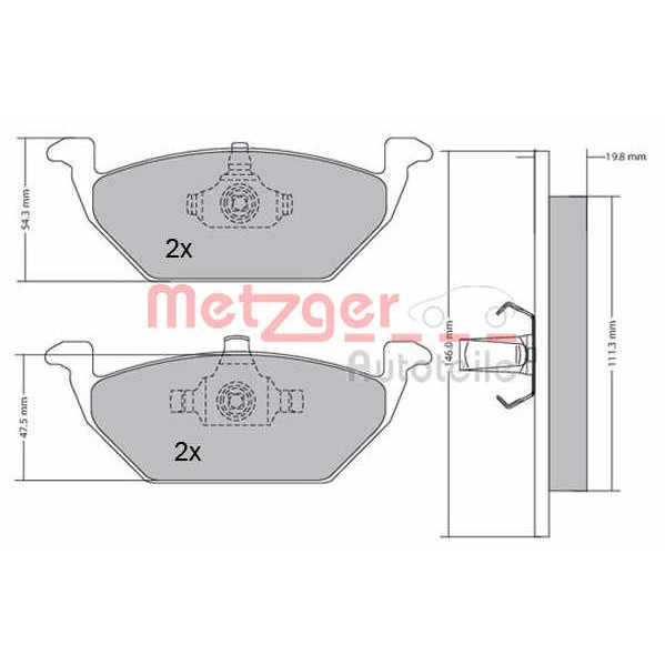 Слика на комплет феродо, дискови кочници METZGER 1170027 за VW Golf 4 Variant (1J5) 1.6 - 101 коњи бензин