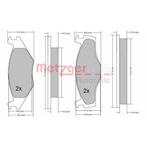 Слика на комплет феродо, дискови кочници METZGER 1170033 за VW Golf 3 (1H1) 1.8 - 90 коњи бензин