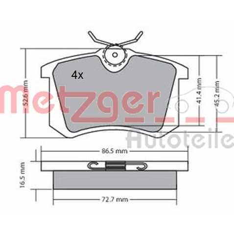 Слика на комплет феродо, дискови кочници METZGER 1170039 за Renault Megane 2 Coupe-Cabriolet 1.6 16V - 112 коњи бензин