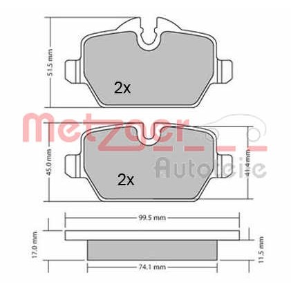 Слика на комплет феродо, дискови кочници METZGER 1170052 за BMW 3 Sedan E90 320 i - 150 коњи бензин