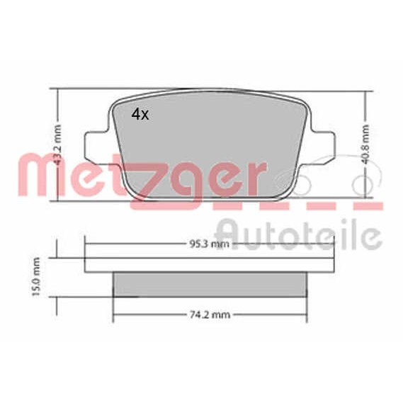 Слика на комплет феродо, дискови кочници METZGER 1170058 за Ford Mondeo 4 Turnier 2.0 LPG - 145 коњи Бензин/Автогаз (LPG)