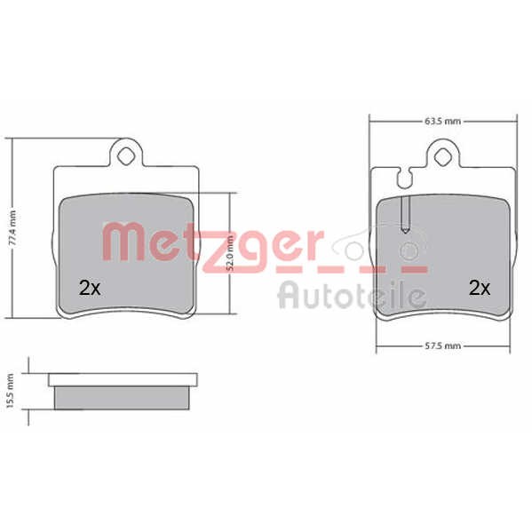 Слика на комплет феродо, дискови кочници METZGER 1170064 за Mercedes C-class Saloon (w203) C 200 CDI (203.007) - 122 коњи дизел