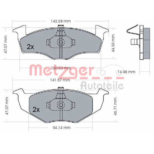 Слика на комплет феродо, дискови кочници METZGER 1170072 за VW Golf 3 (1H1) 1.9 D - 64 коњи дизел