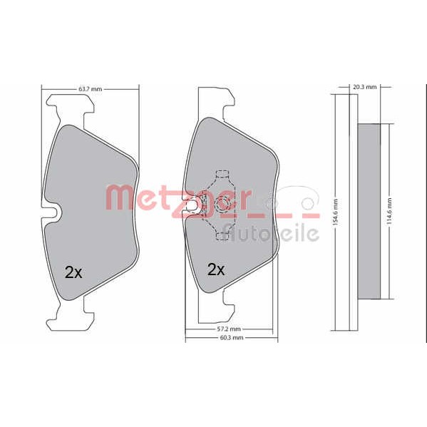 Слика на комплет феродо, дискови кочници METZGER 1170078 за BMW 3 Sedan E90 320 d - 177 коњи дизел