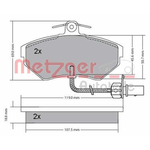 Слика на комплет феродо, дискови кочници METZGER 1170082 за VW Passat 4 Sedan (B5,3b2) 2.8 Syncro - 180 коњи бензин