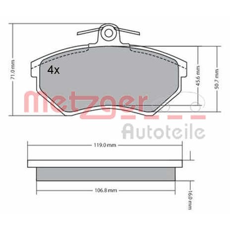 Слика на комплет феродо, дискови кочници METZGER 1170095 за VW Passat 3 Sedan (B3,35i) 2.0 - 115 коњи бензин