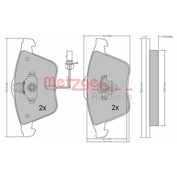 Слика на комплет феродо, дискови кочници METZGER 1170099 за Audi A8 Limousine (4E) 2.8 FSI - 210 коњи бензин