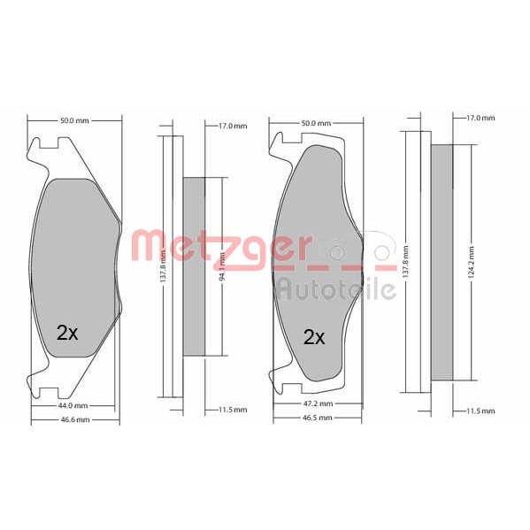 Слика на комплет феродо, дискови кочници METZGER 1170103 за VW Polo 2 Coupe (86c,80) 1.0 - 45 коњи бензин