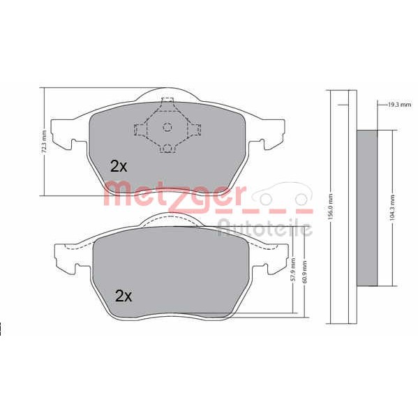 Слика на комплет феродо, дискови кочници METZGER 1170114 за Audi A4 Avant (8D5, B5) 1.9 TDI quattro - 110 коњи дизел