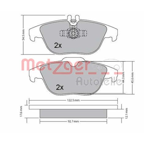 Слика на комплет феродо, дискови кочници METZGER 1170132 за Mercedes C-class Saloon (w204) C 300 4-matic (204.080) - 252 коњи бензин