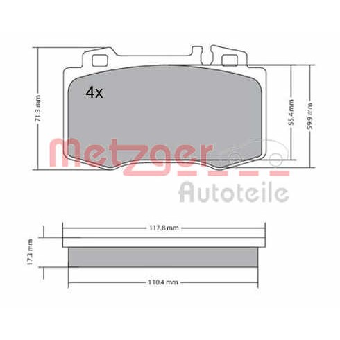 Слика на комплет феродо, дискови кочници METZGER 1170137 за Mercedes S-class Saloon (w220) S 400 CDI (220.028, 220.128) - 250 коњи дизел