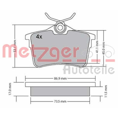 Слика на комплет феродо, дискови кочници METZGER 1170139 за Peugeot 308 Hatchback 1.4 16V - 95 коњи бензин