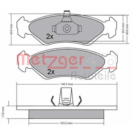 Слика на комплет феродо, дискови кочници METZGER 1170182 за Ford Fiesta MK 4 (ja,jb) 1.3 i - 50 коњи бензин