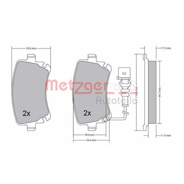 Слика на комплет феродо, дискови кочници METZGER 1170190 за Audi A6 Allroad (4FH, C6) 3.2 FSI quattro - 255 коњи бензин