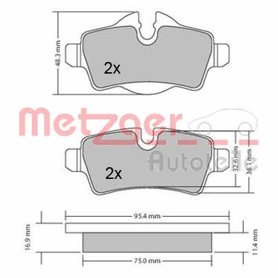 Слика на комплет феродо, дискови кочници METZGER 1170201 за Mini Convertible (R57) Cooper - 116 коњи бензин