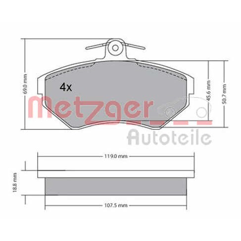 Слика на комплет феродо, дискови кочници METZGER 1170214 за VW Passat 4 Sedan (B5,3b2) 2.3 VR5 - 150 коњи бензин