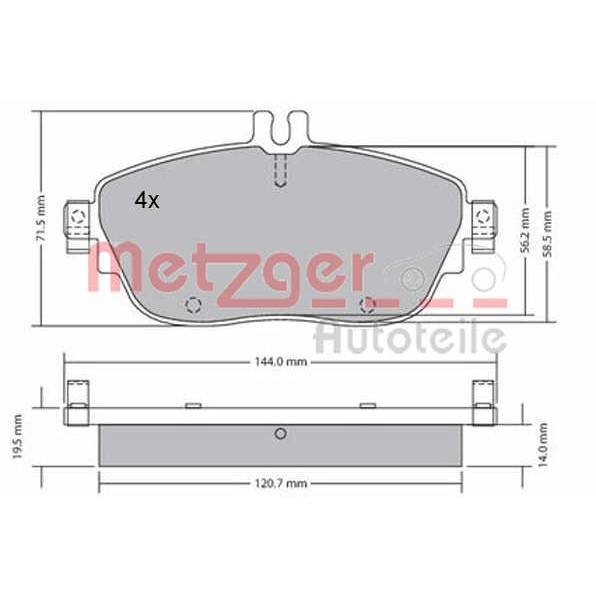 Слика на комплет феродо, дискови кочници METZGER 1170215 за Mercedes GLA-class (x156) GLA 220 CDI 4-matic (156.905) - 163 коњи дизел