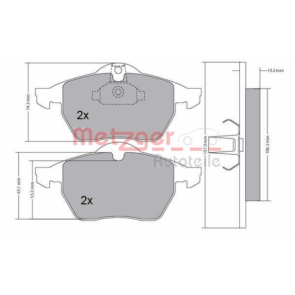 Слика на комплет феродо, дискови кочници METZGER 1170216 за Opel Vectra B 2.2 DTI 16V - 120 коњи дизел