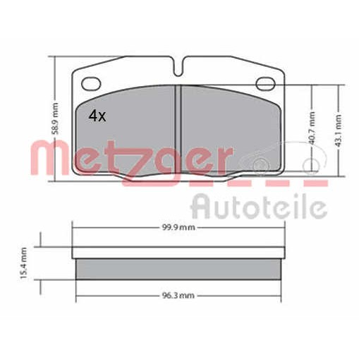 Слика на комплет феродо, дискови кочници METZGER 1170234 за Opel Kadett E Combo 1.7 D - 57 коњи дизел