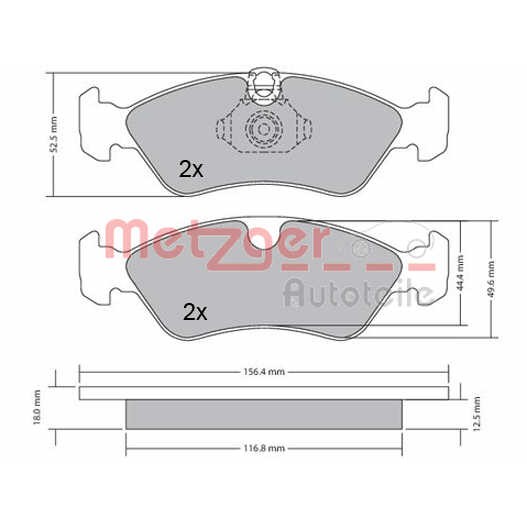 Слика на комплет феродо, дискови кочници METZGER 1170235 за Daewoo Espero Sedan KLEJ 1.5 16V - 90 коњи бензин