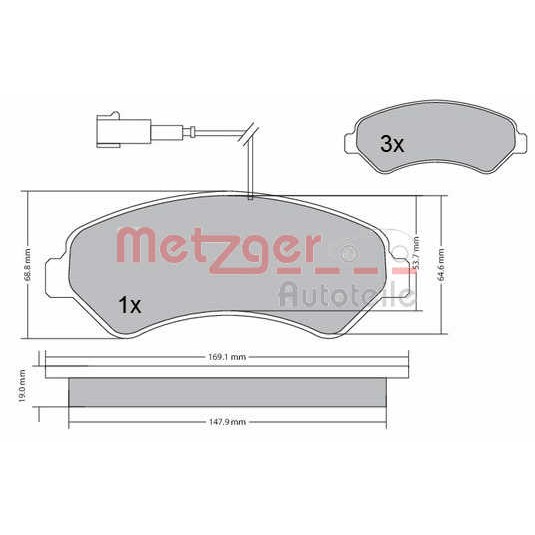 Слика на комплет феродо, дискови кочници METZGER 1170248 за Citroen Relay VAN 2.2 HDi 110 - 110 коњи дизел