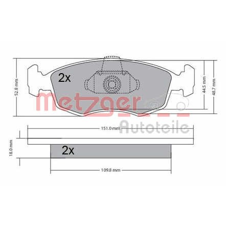 Слика на комплет феродо, дискови кочници METZGER 1170249 за Fiat Doblo Cargo 223 1.9 D (223ZXB1A) - 63 коњи дизел