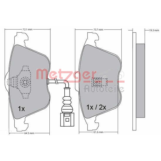 Слика на комплет феродо, дискови кочници METZGER 1170263 за VW Passat 6 Sedan (B6,3c2) 2.0 BlueTDI - 143 коњи дизел