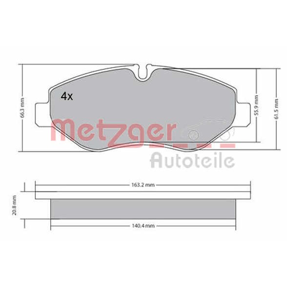 Слика на комплет феродо, дискови кочници METZGER 1170271 за камион Iveco Daily 2006 Platform 29L10 - 95 коњи дизел