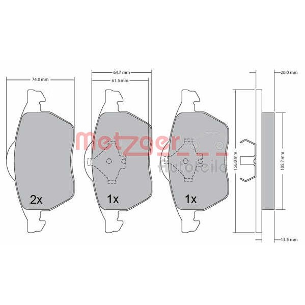 Слика на комплет феродо, дискови кочници METZGER 1170278 за VW Sharan (7m) 2.0 - 115 коњи бензин