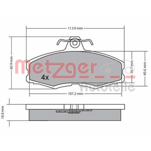 Слика на комплет феродо, дискови кочници METZGER 1170286 за Skoda Favorit Pickup (787) 1.3 - 54 коњи бензин