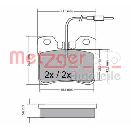 Слика на комплет феродо, дискови кочници METZGER 1170302 за Citroen Saxo S0,S1 1.0 X - 45 коњи бензин