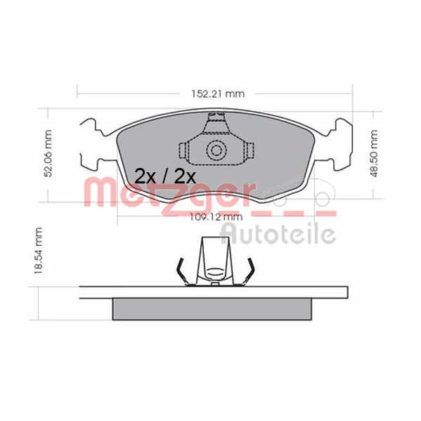 Слика на комплет феродо, дискови кочници METZGER 1170308 за Fiat Doblo Cargo 223 1.9 D (223ZXB1A) - 63 коњи дизел