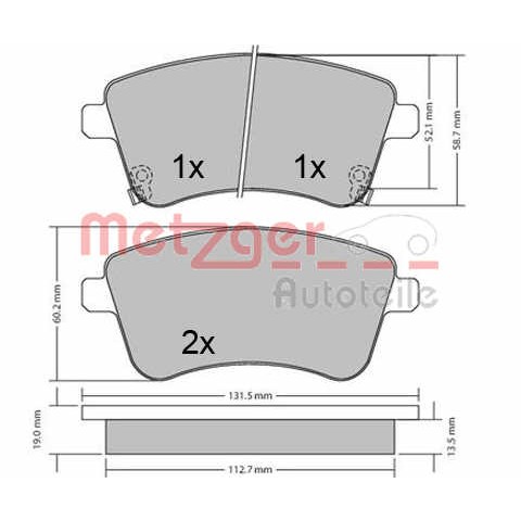 Слика на комплет феродо, дискови кочници METZGER 1170359 за Kia Venga (YN) 1.6 CRDi 115 - 116 коњи дизел