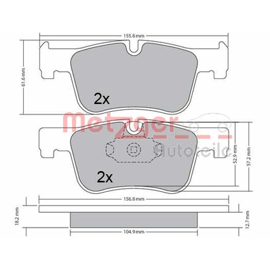 Слика на комплет феродо, дискови кочници METZGER 1170369 за BMW 3 Sedan F30 F35 F80 320 d - 163 коњи дизел