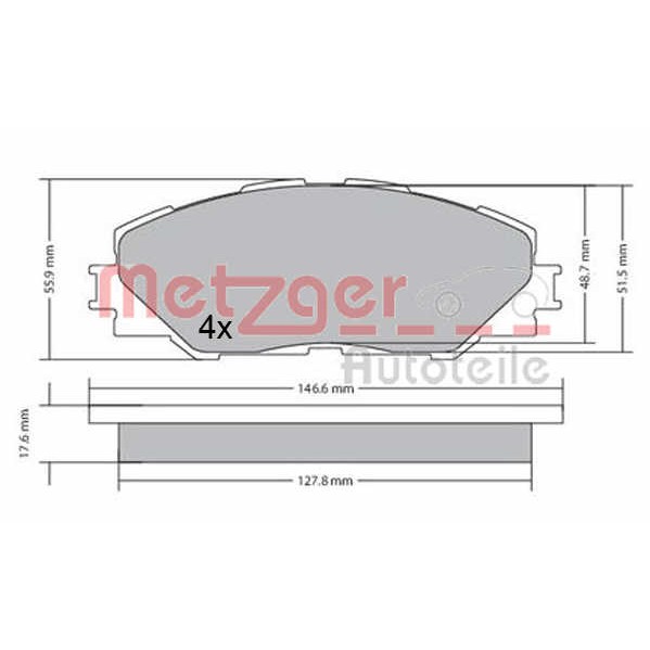 Слика на комплет феродо, дискови кочници METZGER 1170443 за Toyota RAV4 2.0 VVT-i 4WD - 148 коњи бензин