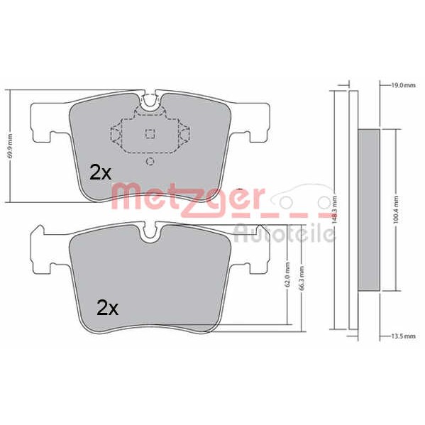 Слика на комплет феродо, дискови кочници METZGER 1170469 за BMW X3 F25 sDrive 20 i - 184 коњи бензин