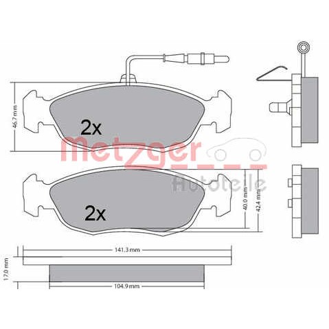 Слика на комплет феродо, дискови кочници METZGER 1170476 за Citroen Saxo S0,S1 1.4 VTS - 75 коњи бензин