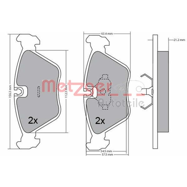 Слика на комплет феродо, дискови кочници METZGER 1170489 за BMW 5 Touring E34 518 i - 115 коњи бензин