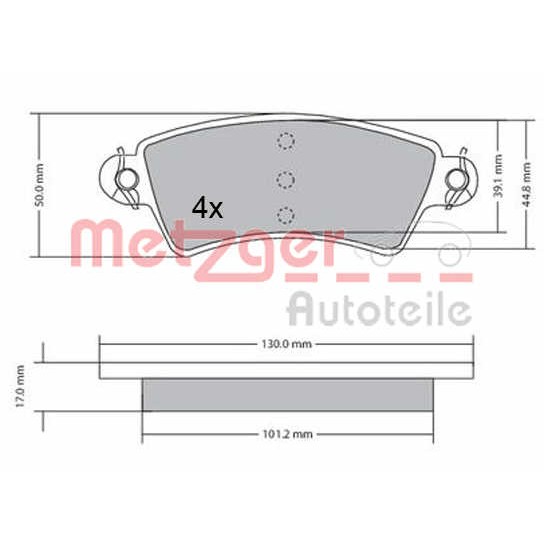 Слика на комплет феродо, дискови кочници METZGER 1170499 за Peugeot 306 Saloon 2.0 - 132 коњи бензин