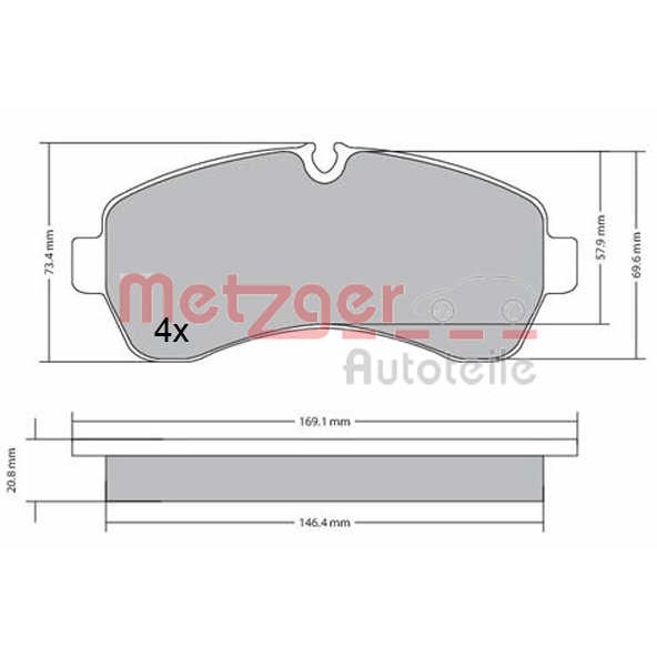 Слика на комплет феродо, дискови кочници METZGER 1170521 за VW Crafter 30-50 box (2E) 2.0 TDI - 109 коњи дизел
