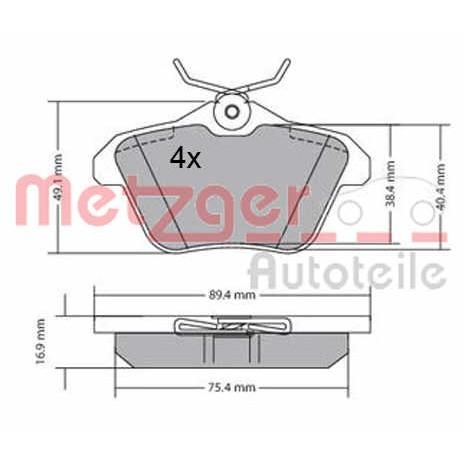 Слика на комплет феродо, дискови кочници METZGER 1170579 за Alfa Romeo 164 Sedan 3.0 24V QV на всичките колела - 233 коњи бензин