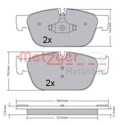 Слика на комплет феродо, дискови кочници METZGER 1170619 за Citroen C6 Sedan 3.0 HDi - 241 коњи дизел