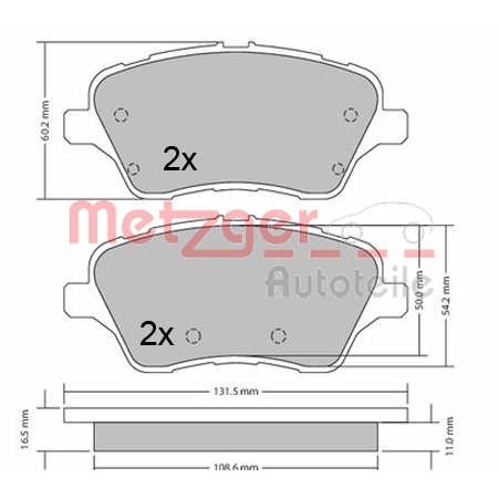 Слика на комплет феродо, дискови кочници METZGER 1170640 за Ford Fiesta 6 1.4 TDCi - 68 коњи дизел