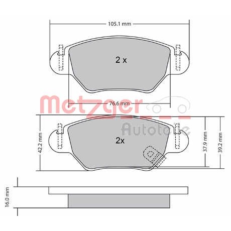 Слика на комплет феродо, дискови кочници METZGER 1170809 за Opel Astra G Saloon 1.6 - 103 коњи бензин